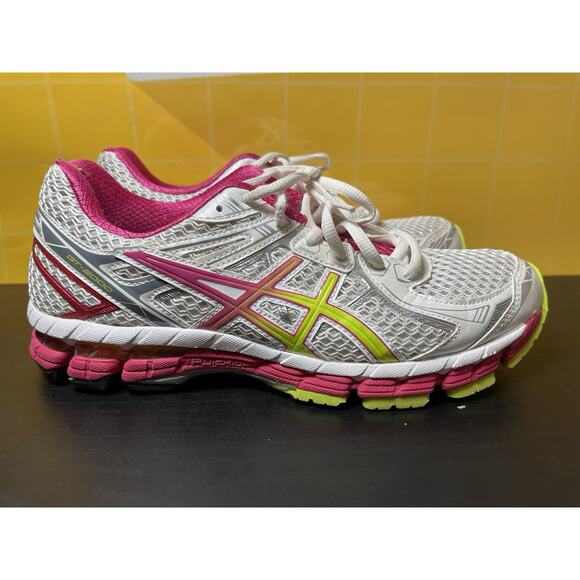 Asics GT 2000 IGS Women's 8 Running Shoes White Pink Yellow T3P8N Fluid Ride - Picture 3 of 8